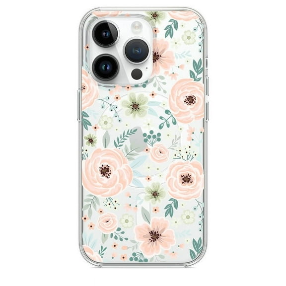HZSY.for iPhone 13 Pro magsafe magnetic ultra-thin mobile phone case-Pink Flowers