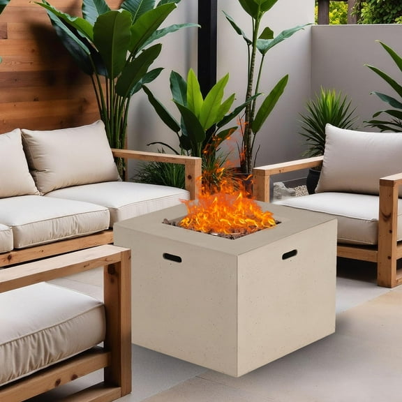 HZWDD 31" Propane Outdoor Fire Pit Table, Square Propane Gas Patio Fire Table 40000 BTU for Deck, Backyard and Pool