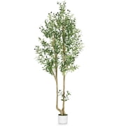 HZXGCP Olive Tree Olive 7 feet, Artificial Olive Tree with White Pot, Fake Tree with 1882 Dense Leaves & 96 High-Simulated Olive Fruits - Easy Assembly, Low Maintenance Olive Tree 7ft