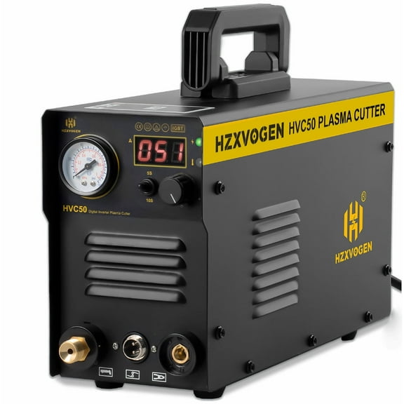 HZXVOGEN 50Amp Plasma Cutter, HF Air Plasma Cutter Machine 110V/220V Dual Voltage with DC Inverter IGBT, 1/2 Inch Clean Cut