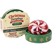 CQHVKQ 3.35" Giant Dumpling Squishy Mystery Box, Christmas Mystery Squishy Dumplings, Glitter Stress Relief Squeeze Balls with Steamer Box, Mystery Surprise Fid