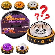 HZYZ 3.35" Giant Dumpling Squishy Mystery Box, Halloween Mystery Squishy Dumplings, Glitter Stress Relief Squeeze Balls with Steamer Box, Mystery Surprise Fidget Halloween Toys for Kids, Random