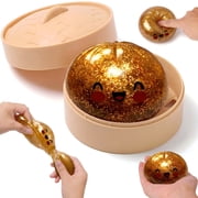 HZYZ 4" Giant Squishy Dumplings Toy Mystery Box, Glitter Dumpling Squishy Mystery Box, Dumpling Stress Squeeze Balls with Steamer Box, Stress Relief Sensory Dumpling Squishy Toys for Anxiety Relief