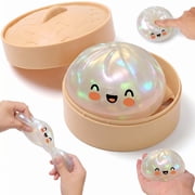 HZYZ 4" Squishy Dumpling Toys Giant, Jumbo Dumpling Stress Squeeze Balls with Steamer Box, Soft Sensory Dumpling Toys, Large Stress Relief Squishys Dumplings for Everyone Anxiety Relief