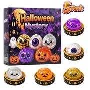 CQHVKQ 5 Pack 2" Mini Dumpling Squishy Mystery Box, Halloween Mystery Squishy Dumpling, Glitter Stress Relief Squeeze Balls with Steamer Box, Mystery Surprise F