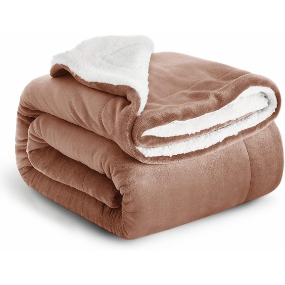 HZshop King Blanket - Thick, Warm & Reversible Fluffy Fleece for Bed, 108"x90" Camel