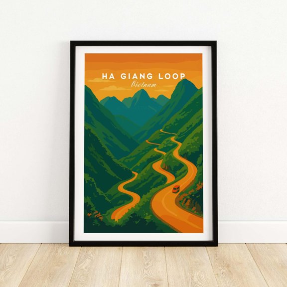 Ha Giang Loop Vietnam Travel Print Mountain Road Sunset Poster Landscape Wall Art Ha Giang