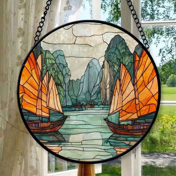Ha Long Stained Glass Ornament 2025, Travel Landmark Christmas Decoration, Holiday Keepsake Gift, Collectible Souvenir, Glass Look Hanging Decor, Xmas Tree Decoration, Festive