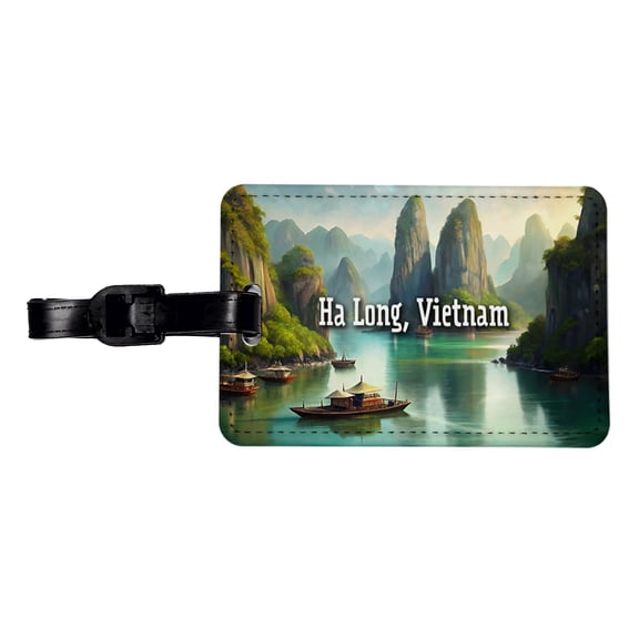 Ha Long, Vietnam Travel City Country Stamp Faux Leather Travel Luggage Tag