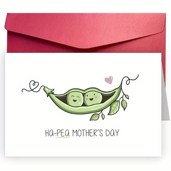 Ha-Pea Mother's Day Card with Adorable Peas in a Pod Design  Perfect Blank Card for Mom, Mother, Mother Figure  Includes Envelope, Ideal for Celebrating Love on Mother's Day