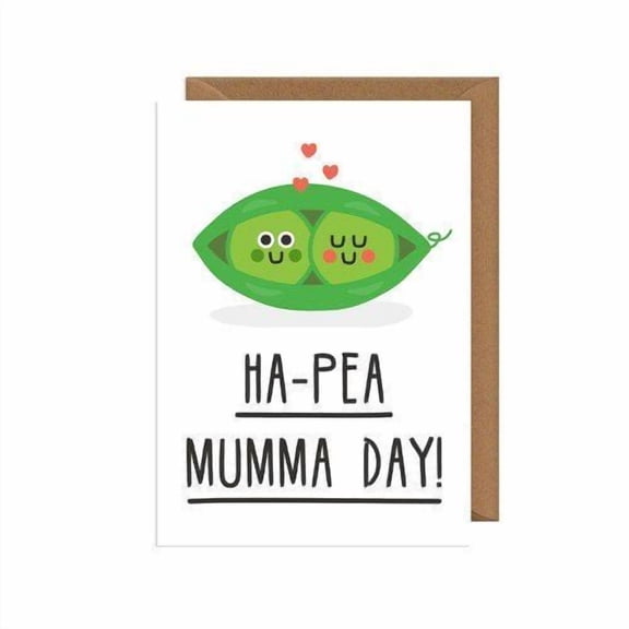 Ha-Pea Mumma Day Card  Cute Peas in a Pod Design  Perfect for Mothers Day, Birthday or Just Because  Blank Inside with Envelope Included