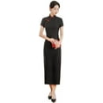 thumbnail image 1 of HaBrat High Split Women's Long Cheongsam Dress Short Sleeve Mandarin Lace Chinese Qipao, 1 of 9