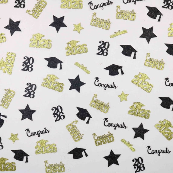 HaCpiu 100Pcs 2026 Graduation Glitter Confetti Decorations, Congrats Grad Party Decor, Graduation Decorations for Graduation Celebrations, Graduation Themed Photoshoots & Party Favors