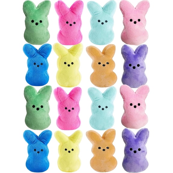 HaCpiu 16Pcs Easter Stuffed Bunny Plush Toys, 5.7" Easter Bunny Bulk Stuffed Animals Plushie, Easter Basket Stuffers Egg Fillers, Easter Gifts for Friends