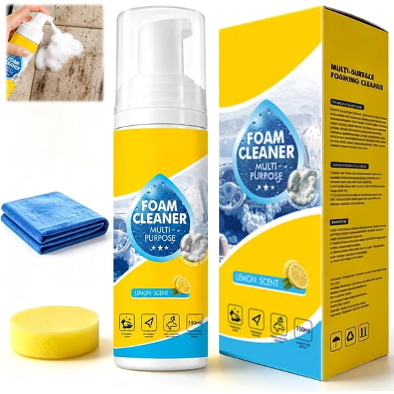 HaCpiu 1Pcs All-Purpose Multi-Enzyme Foam Cleaner Spray, New No-Rinse Foam Cleaning Upholstery with Fresh Lemon Scent, Suitable for Car, Kitchen, Bathroom & Home