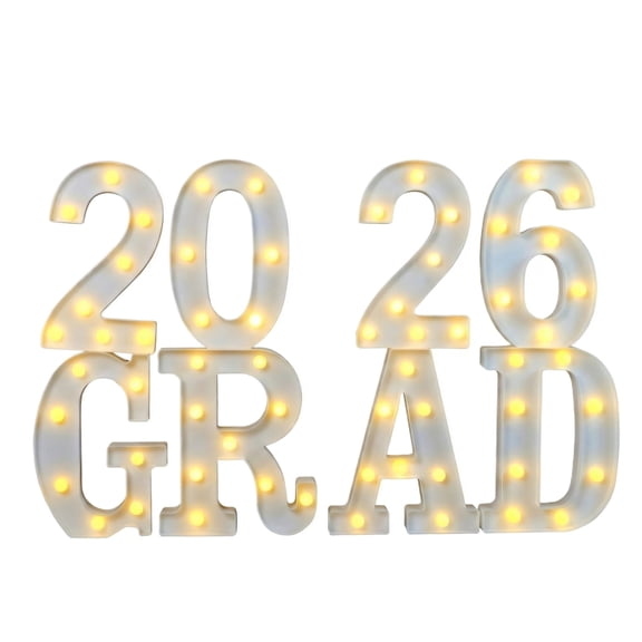 HaCpiu 2026 GRAD 8Pcs Light Up Letters, 8" White Class of 2026 LED Decorative Signs, Perfect for 2026 Graduation Decorations, Graduation Party Decor & Graduation Gifts