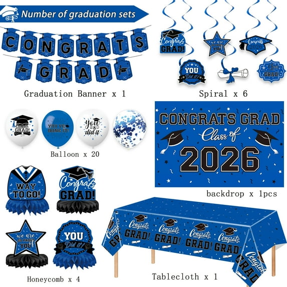 HaCpiu 2026 Graduation Party Decorations, Congrats Grad Party Bundle for Class of 2026 Grad Party, Graduation Decorations for High School, College Graduation & Photo Props Decor