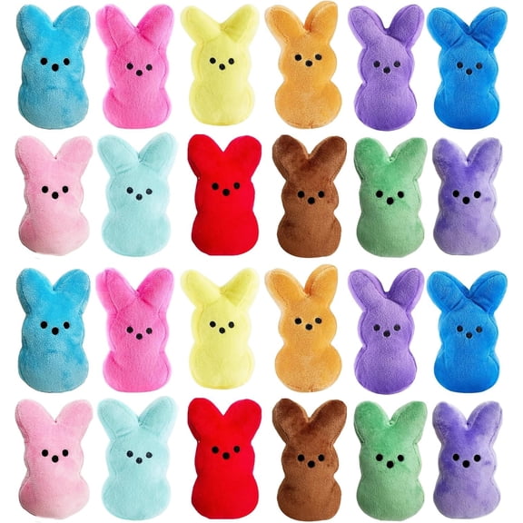 HaCpiu 24Pcs Easter Stuffed Bunny Plush Toys, 5.7" Easter Bunny Bulk Stuffed Animals Plushie, Easter Basket Stuffers Egg Fillers, Easter Gifts for Friends