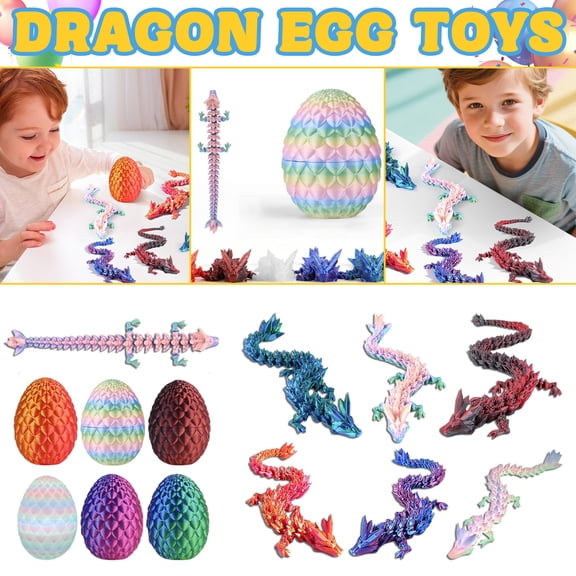 HaCpiu 3D Printed Crystal Dragon Sculpture with Textured Scale Egg Capsule, Premium 6-Piece Grand Presentation Set for Modern Interior Display & Executive Desktop Staging