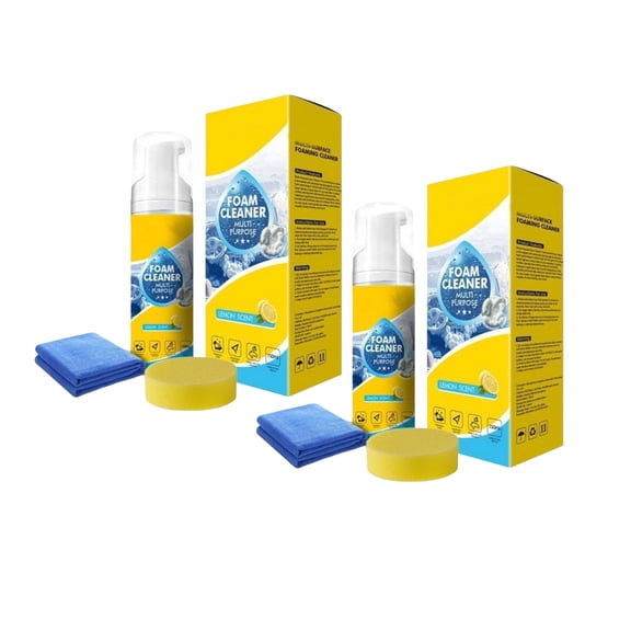 HaCpiu 4-in-1 Foam Cleaner, Multi-Enzyme No-Rinse Deep Cleaning Spray, All-Purpose Household Lemon Fresh Scent for Car Interior, Kitchen Grease, Bathroom Tiles & Sofa