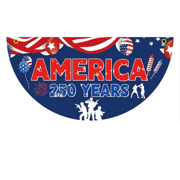 HaCpiu 4th of July 250th Anniversary Half-Moon Flag, 35.4" Star & Stripes Hanging Banner, Patriotic Bunting for Porch, Historical Celebration Decor & Entryway
