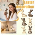 thumbnail image 1 of HaCpiu 6Pcs Bunny Figurine Set, 6.5" Brown Easter Rabbit Ornament with Bows & Polka Dots, Tabletop Bunny Decor for Tables, Home, Gift Giving & Spring Party, 1 of 7