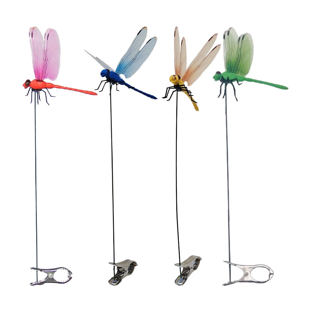 HaCpiu 8Pcs Dragon Fly Clips for Bugs Repellent Decor, 12" Fake Dragonfly Hat Clip, Reusable Pest Repeller, Clip on Dragonf for Indoor, Outdoor Patio, Lawn, Garden & Backyard