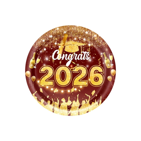 HaCpiu Class of 2026 Decorations Table Party, 10Pcs Congrats Grad Disposable Paper Plates Dinnerware, Graduation Decorations for Graduation Party, School Ceremonies & Backyard Celebrations