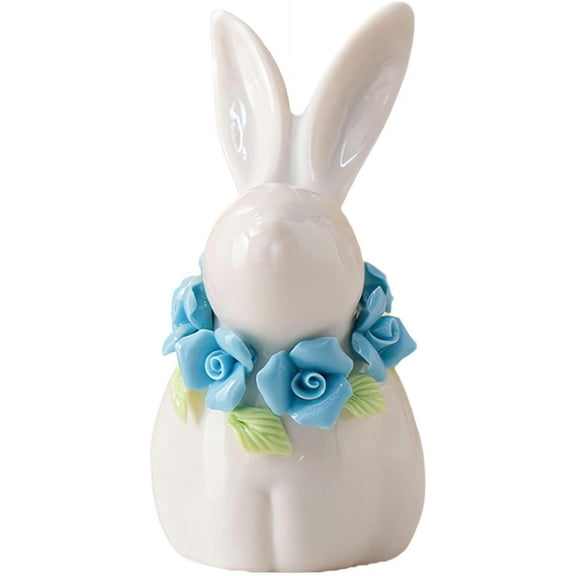 HaCpiu Easter Bunny Figurine Ceramic Bunny Rabbits, White Porcelain Modern Art Home Decoration, Spring Decoration Statues for Home Decor, Easter Gifts & Living Room
