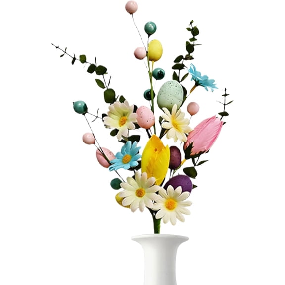 HaCpiu Easter Floral Stem, Festive Accent, 17.3" Egg Bloom Picks, Spring Vase Decor, Reusable Design, for Floral Arrangement, Party, Vase, Table, Centerpiece, Gathering