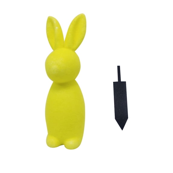 HaCpiu Flocked Bunny Decor, 13.7" Yellow Easter Rabbit Accent with Stake, Awesome for Indoor Outdoor Garden & Home Decor