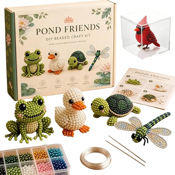 HaCpiu Garden Bugs Beaded Craft Kit, 3D Animal Themed Beadwork Kit with 4 Cute Designs and Instructions, Beaded Animals Kits for Beginners, Craft Enthusiasts, Desktop & Home Decor