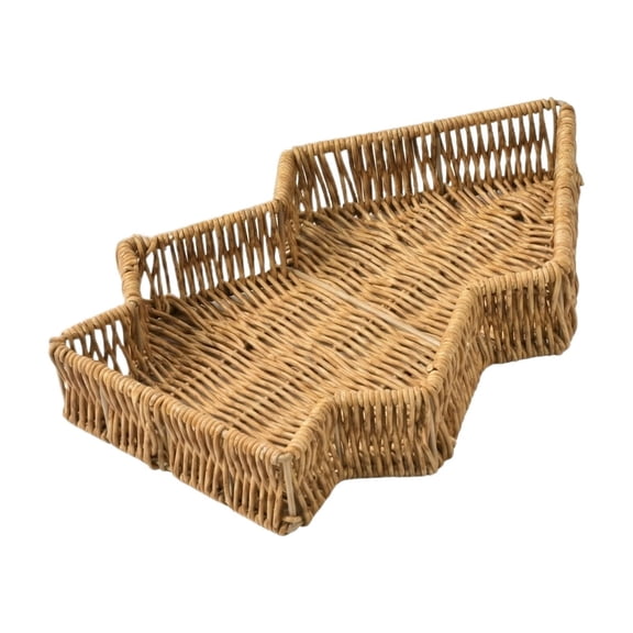 HaCpiu Handwoven Rattan Tree Serving Tray Basket, 11.8" Decorative Platter for Snacks, Cookies, Candy, Fruit, Ideal for Holiday Parties, Home & Restaurant Tabletop Use