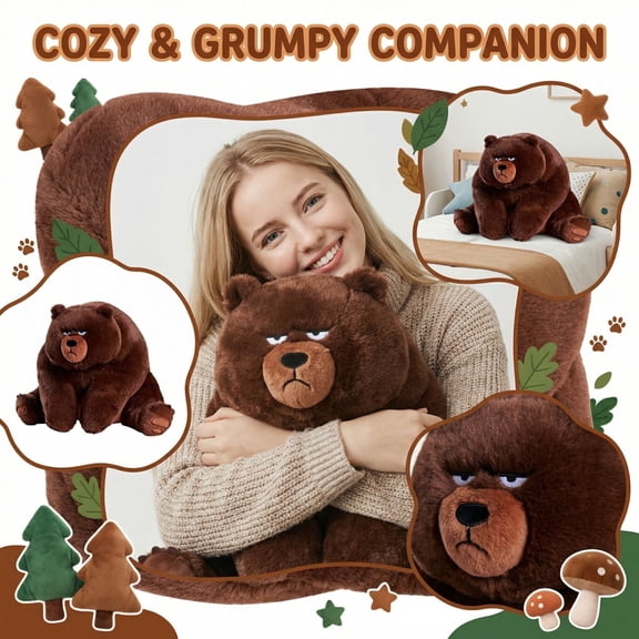 HaCpiu Hoppers Ellen Bear Plush Toy, 9.05" Cute Stuffed Animal Pillow, Soft Beaver Bear Plushie for Birthday, Easter & Independence Day Gifts, Kawaii Room Decor Accent