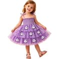 thumbnail image 1 of HaCpiu Little One Halloween Purple Dress Cute 3D Ghost Applique Smocked Bodice Tie Shoulder Layered Mesh Princess Tutu Gown, 1 of 6