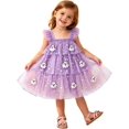 thumbnail image 1 of HaCpiu Little One Halloween Purple Tulle Dress Cute 3D Ghost Ruffle Fly Sleeve Star Glitter Tiered Ruffled Tutu Dress, 1 of 6