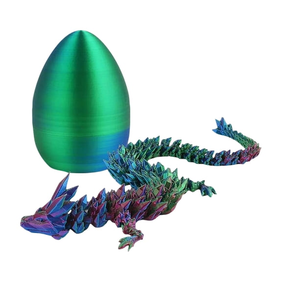HaCpiu Luxury 3D Printed Crystal Dragon Showcase Set with Geometric Egg Box, Premium Executive Desktop Art Statue & Sensory Stress Relief Artifact, Monochromatic Collector's Gift Edition