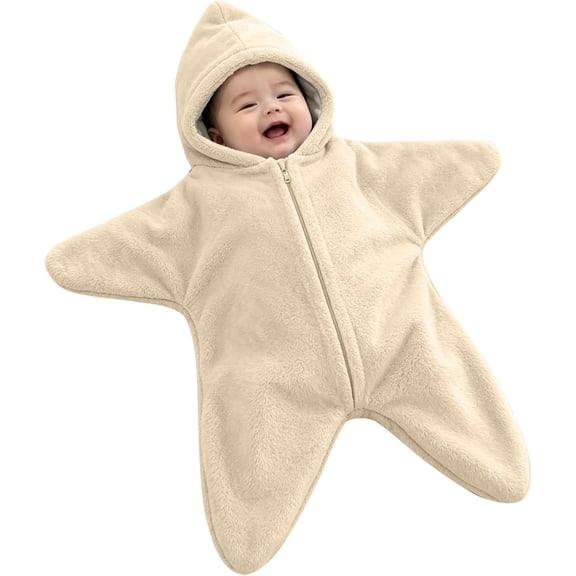 HaCpiu Mini Starfish Onesie Fleece Hooded Wearable Blanket, Soft Winter Star Bunting Suit Sleeping Bag Loungewear Costume, 15 Colors