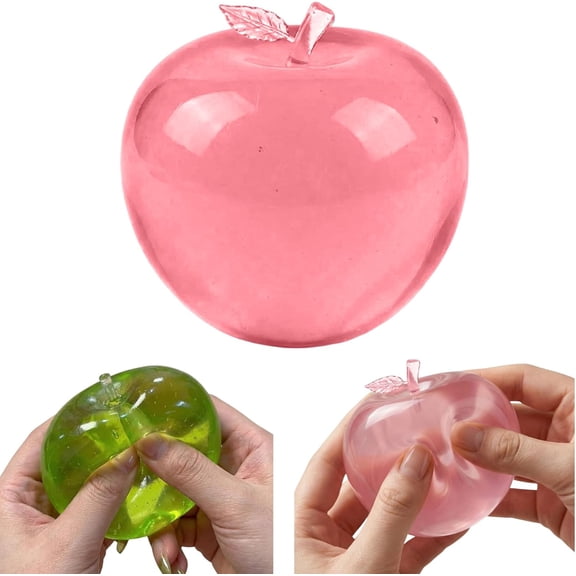 HaCpiu Pink Apple Shaped Squishies Toys, Soft Slow Stress Relief Squeeze Balls, Stretchy Sensory Fidget for Adults, Anxiety Relief, Focus & Relaxation