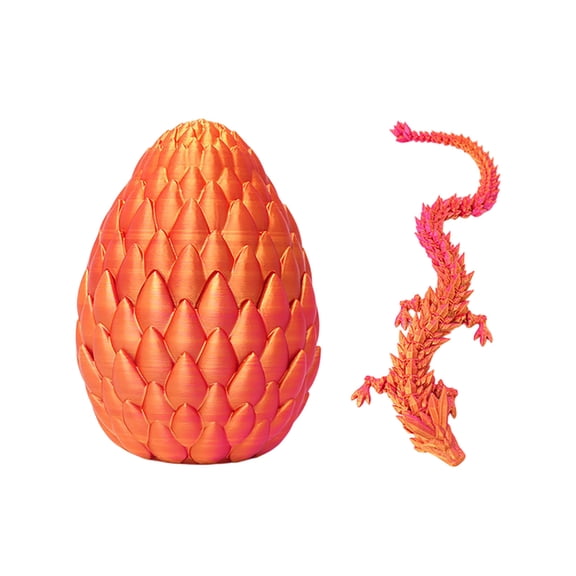 HaCpiu Premium 3D Printed Articulated Crystal Dragon with Textured Dragon Egg Set, Flexible Mythical Creature Action Figurine for Desk Decor & Sensory Stress Relief