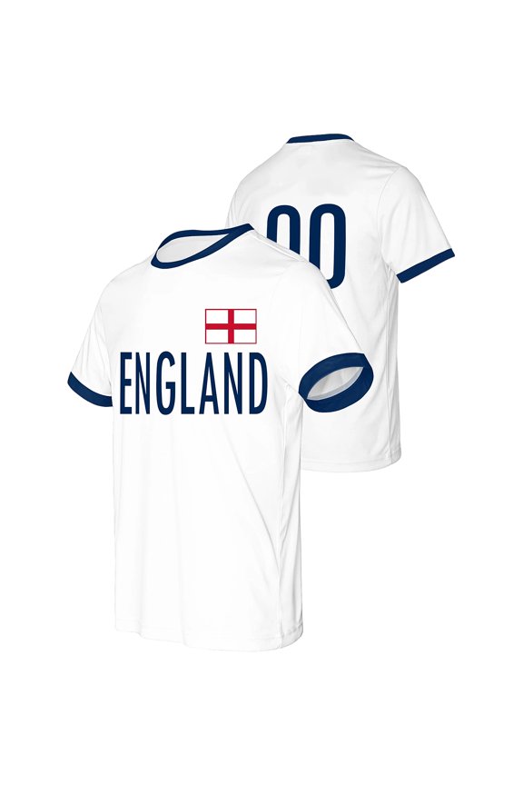Soccer Cup Fan Jersey, Unisex Short Sleeve Sport Tee, Crewneck Country Heritage Graphic Football Tournament Cheer Activewear Blouse, White M