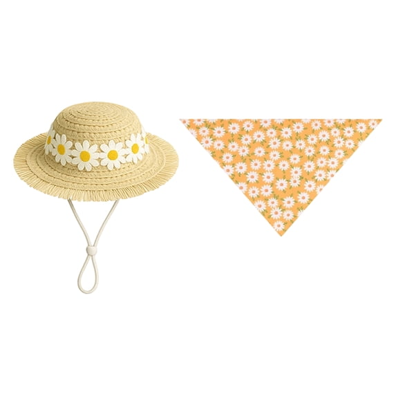 HaCpiu Spring Floral Porch Goose Outfits, 23.6" Yellow Goose Clothes with Straw Hat & Daisy Scarf, Porch Goose with Outfits for St. Patrick's Day Lawn Yard Garden Outdoor Decor
