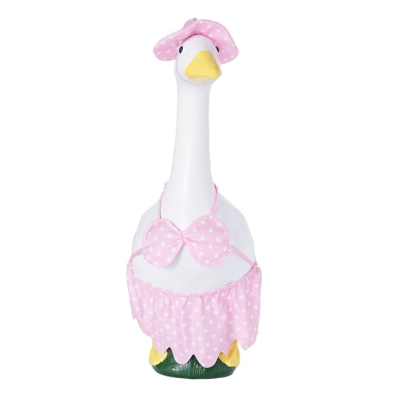 HaCpiu Spring Porch Goose with Outfits, 15.4" Pink Bikini Clothes for Plastic Cement Geese Sculpture Clothes, Awesome for Yard Patio Party House Warming Easter Geese Clothes