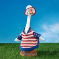 thumbnail image 1 of HaCpiu Striped Stars Porch Goose, 23" Blue Porch Goose Clothes with Top Hat, Spring Gooses Statue Clothes for Lawn Outdoor Decorations, 1 of 6