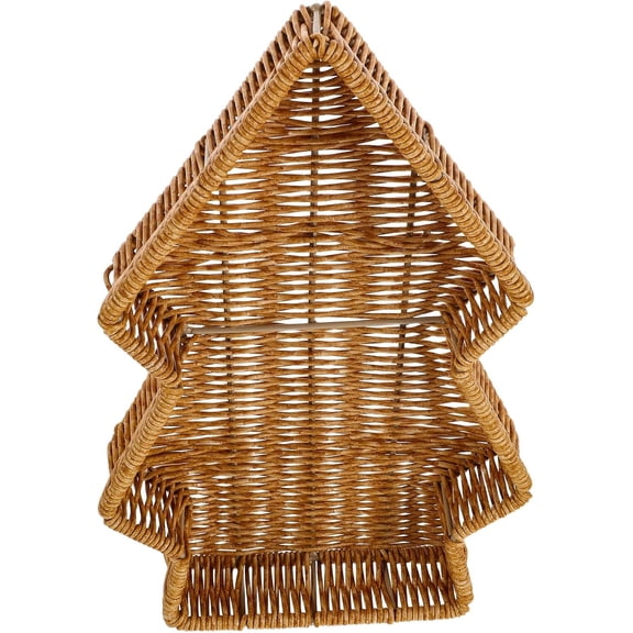 HaCpiu Tree Serving Platter, 11.8" Handwoven Rattan Tabletop Basket, Decorative Dish for Cookies Candy Fruit, Holiday Party & Restaurant Tabletop Decor