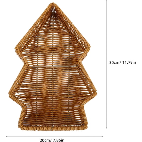 HaCpiu Tree Serving Tray, 11.8" Handwoven Rattan Decorative Platter, Snack Basket for Bread, Cookies Candy Fruit, Holiday Party & Restaurant Tabletop Decor
