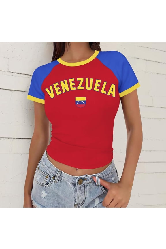 Women's 2026 Soccer Tour Cheer Crewneck Tee - Retro Block Lettering Short Sleeve Graphic Top, Summer Casual Athletic Loungewear Football Supporter Jersey Shirt