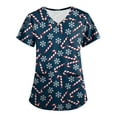 thumbnail image 1 of HaHaHappy Christmas Scrubs Women Plus Size V Neck Casual Christmas Print Scrub Tops Funny Short Sleeve Cute Scrub Shirts Medical Workwear Nursing Nurse Uniform with Pocket Dark Blue 3XL, 1 of 5