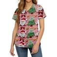 thumbnail image 1 of HaHaHappy Christmas Womens Scrub Plus Size Short Sleeve Casual Christmas Santa Print Scrub Shirts Ugly V Neck Funny Scrub Tops Nurse Uniform Medical Nursing Workwear with Pocket Light pink XL, 1 of 4