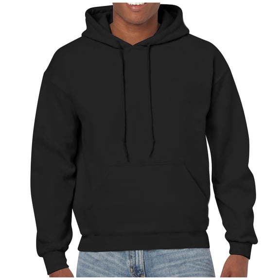 HaHaHappy Hoodies For Men Oversized Long Sleeve Casual Pullovers Plain Big and Tall Funny Work Sweatshirts with Kangaroo Pocket Black 2XL